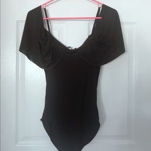 Ruffled Cold-Shoulder Bodysuit